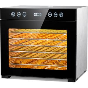 Food Dehydrator Machine with Interior Light Included, 8-Tray Stainless Steel Dehydrator with Adjustable Timer & Temperature, Quiet 650W Meat Dehydrator for Jerky, Fruit, Herbs, Dog Treats