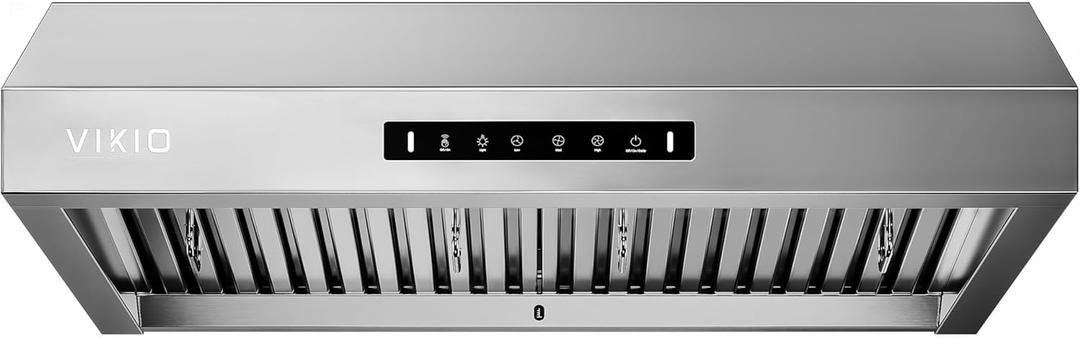 VIKIO HOME Under Cabinet Range Hood 30 Inch, 900CFM Vent Hood with 3 Speed Gesture Sensing & Touch Control, Stainless Steel Kitchen Hood with LED Light and 2 Baffle Filters with Handlebar
