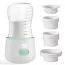 HEYAXA Portable Bottle Warmer for Travel, Baby Bottle Warmer for Breastmilk with Fast Heating, Safety Material, Leak-Proof, Precise Temperature Control, 4 Adapters for Most Bottles (White)