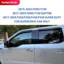 Window Visors Rain Guards for 2015-2026 Ford F150 SuperCrew, Out-Channel Sun Rain Shades Window Vent Deflectors for 2017-2026 F-150 Raptor F250 F350 F450 F550 Super Duty Crew Cab, for Full-Size Cabs