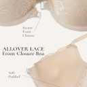 Front Clasp Lace Bra Underwire Lightly Padded Demi Bras (36B, Nude)