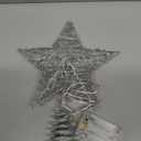 Joiedomi 8 inch Christmas Glitter Star Tree Toppers, Battery Powered Metal Silver Star Lighted with LED Warm White Lights for Xmas Decorations, Holiday Party Indoor Decor