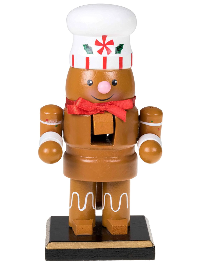 Clever Creations Gingerbread Man 6 Inch Traditional Wooden Nutcracker, Festive Christmas Décor for Shelves and Tables