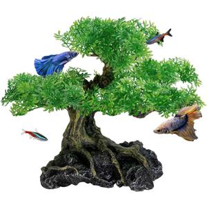 UNEAK - Aquarium Bonsai Tree Plant Fish Tank Decorations Medium/Large Resin Plastic Artificial Plants Flower Ornament Beta Goldfish Decoration Ornaments Freshwater & Saltwater Dcor