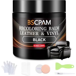 Black Leather Recoloring Balm,Leather Couch Scratch/Stain Remover,Leather Repair kit for Vinyl Furniture and Car Interior,Leather Dye Paint for Scratched and Faded Leather Couches