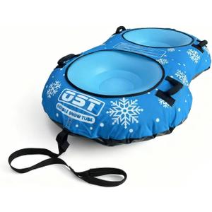 OST Inflatable Snow Tubes for Kids & Adults, Heavy Duty Snow Sled with Premium Canvas Cover, Smooth Bottom, Cold-Resistant PVC, Outdoor Sled Toys for Winter Fun