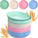 supernal 16pcs 10" Wheat Straw Plates,Deep Dinner Plates,Unbreakable Dinner Plates,Plastic Plates Reusable,Lightweight Microwave Dishwasher Safe-Beige,Blue,Pink,Green for Picnic,Birthday,Camping