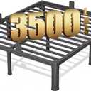 FUIOBYVV 14 Inch Full Bed Frame with Rounded Corner and Headboard Hole Mattress Retainers 3500 LBS Metal Heavy Duty Steel Slats Support No Box Spring Needed Platform Noise Free Easy Assembly