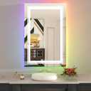 WTTY LED Bathroom Mirror 24"x32" with RGB Backlit and 3 Front Light,Stepless Dimmable LED Mirror for Bathroom,Lighted Bathroom Vanity Mirror for Wall,Anti-Fog,Memory Function,Shatter-Proof