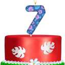 MTLEE 1 Pack Number 7 Cartoon Birthday Candle 7th Birthday Candle Numeral Leave and Flower Birthday Cake Topper 7 Candle for Cartoon Birthday Decoration Hawaii Party Supplies Favor, Pink and Blue