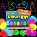 PartySticks 72 Easter Glow Eggs & 216 mini Glow Sticks 288pcs total, Glow-in-the-Dark Kids Teens Adults Easter Basket Stuffers Fillers Gift for Hunt Game, Party Favors, Boys Girls Classroom Prizes