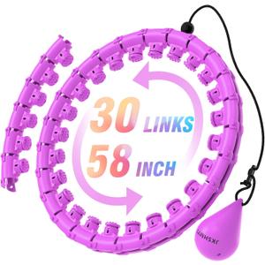 JKSHMYT Weighted Hula Circle Hoops for Adults Weight Loss, Infinity Fit Hoop Plus Size, 30 Detachable Links, Exercise Hoop for Women and Beginners (Purple)