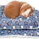 Amakunft 2 Pcs Guinea Pig Bed Mat Washable, Rabbit Winter Bed Pad for Indoor, Warm Small Animal Bed Mattres, Fleece Sleeping Pad for Bunny, Rat, Hedgehog, Sugar Glider, Chinchilla (Medium)