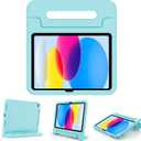 ProCase Kids Case for iPad A16 11th Generation 2025/iPad 10th Generation 2022 with Pencil Holder, iPad 11/10 Case Shockproof Lightweight Cover with Stand Convertible Handle for Children -Aqua