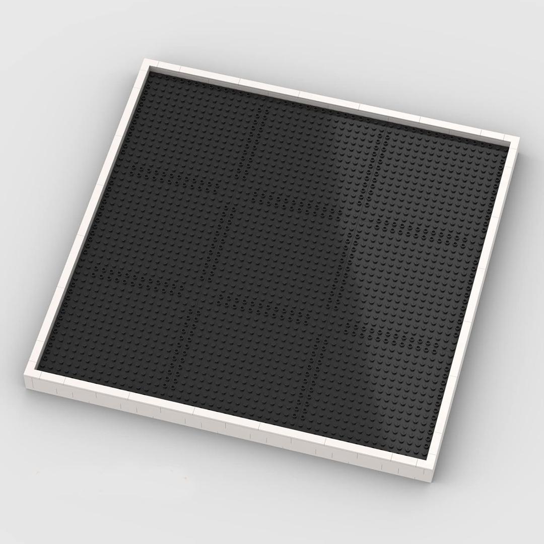 Baseplate & Frame for Pixel Mosaic Art, 15.7x15.7 (48x48-studs), 100% Compatible with Major Brands (White Frame)