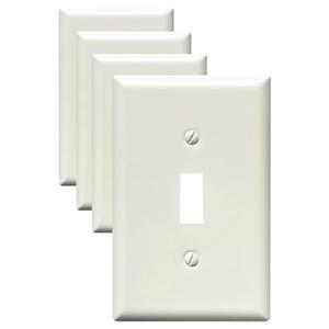 Kisrvopn Metal Electrical Outlet Covers, Light Switch Cover Wall Plates, Mid Size Thicker Switch Plates, Wall Plate of Various Styles for Indoor and Outdoor Light Almond (1 Gang Toggle 4 PK)