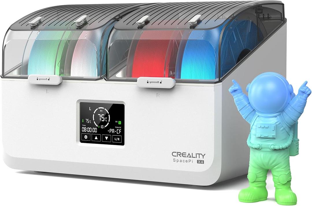 Creality Filament Dryer Box 4 Spool, SpacePi X4L 3D Printer Filament Storage Box, Dual Independent Heating Chambers, Rapid Heating Up to 75℃, Active Dehumidification, Fits PLA,PETG,ABS,TPU,Nylon,etc