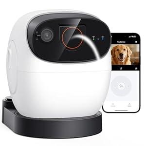 2026 3K Pet Camera Treat Dispenser, 32ft Remote Tossing for Dogs & Cats Reduces Separation Anxiety, 360 View, Security Indoor Cam w/ Phone App, Barking Alerts, No Subscription, 5G WiFi, Robot M3