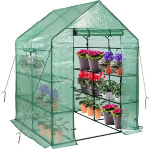 Greenhouses for Outdoors, PE Walk in Greenhouse with 2 Side Mesh Windows, Portable Green House with Anchors & Ropes Stands Up to Wind, 56"x56"x78"Green Greenhouses for Outdoors, PE Walk in Greenhouse with 2 Side Mesh Windows, Portable Green House with Anchors & Ropes Stands Up to Wind, 56"x56"x78"Green