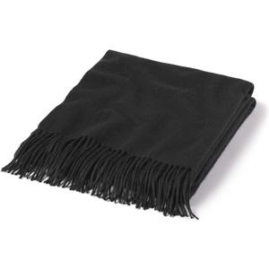 State Cashmere Home Throw Blanket with Decorative Fringe 100% Pure Cashmere Ultra Soft Accent Blanket for Couch, Sofa & Bed (Black, 60"x50") (One Size)