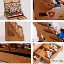 16.5 Wooden Paint Organizer and Holder for 74 Bottles with 2 Drawers, Removable Compartments, and Back Storage Space for Acrylic and Craft Paints