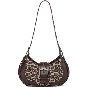 Y2k purse Shoulder Bag for Women Small Crescent Purses and Handbags, Mini Hobo Ladies Clutch with Adjustable Strap (Coffee Leopard)