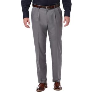 Haggar mens Premium Comfort Classic Fit Pleat Expandable Waist Dress Pants, Medium Grey, 38W x 29L US