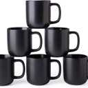 AmorArc 14oz Coffee Mugs Set of 6, Ceramic Coffee Mugs with Large Handle & Wavy Rim for Latte/Hot Cocoa/Tea, Stylish Coffee Mugs for Men Women. Oven,Dishwasher&Microwave Safe, Matte Black