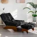 MAXYOYO Accent Chair with Ottoman Adjustable Backrest, Tufted Living Room Chair Upholstered Lounge Chair with Footrest Set, Modern Chair Cozy Reclining for Reading Room, Black