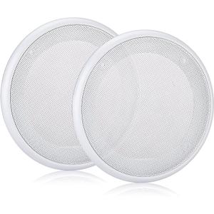 Facmogu 2PCS 5in Round Speaker Grille Replacements, White Surface Mount Speaker Covers Decorative Wall Ceiling Speaker Covers Subwoofer Car Speaker Metal Waffle Cover Guard Grill