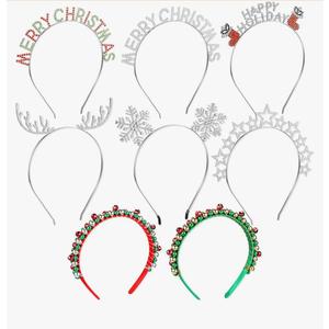 Ceenna 6 Pcs Christmas Headbands for Women Xmas Bell Hairband Rhinestone Reindeer Antler Snowflake Headband for Cosplay
