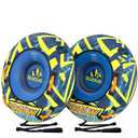 SULDUO 47''Heavy Duty Snow Tube with Premium Canvas Cover and 4 Foam Filled Handles, 2 Pack Inflatable Snow Sled for Kids and Adult, Thickened Hard Bottom Snow Tubes for Winter Outdoor Fun Sledding