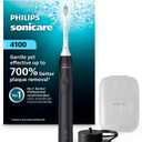 Philips Sonicare 4100 Rechargeable Electric Toothbrush, Advanced Plaque Removal, Pressure Sensor, Includes Brush Head Case, Black BD5003AZ