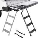 AA Products Tailgate Ladder Foldable Pickup Truck with Wide Pedal Non-Slip Sturdy Easy Install Durable Steel Omni-Directional Ladder Rack Capacity 660 lb(USPTO Patent Pending) (02-black-upgraded Version With Wide Pedal)