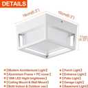 Small Outdoor Flush Mount LED Ceiling Light Exterior Porch Light Ceiling Mounted for Patio Balcony Terrace, 3000K Warm, 125w Equivalent, White, 6.3x6.3x4.3