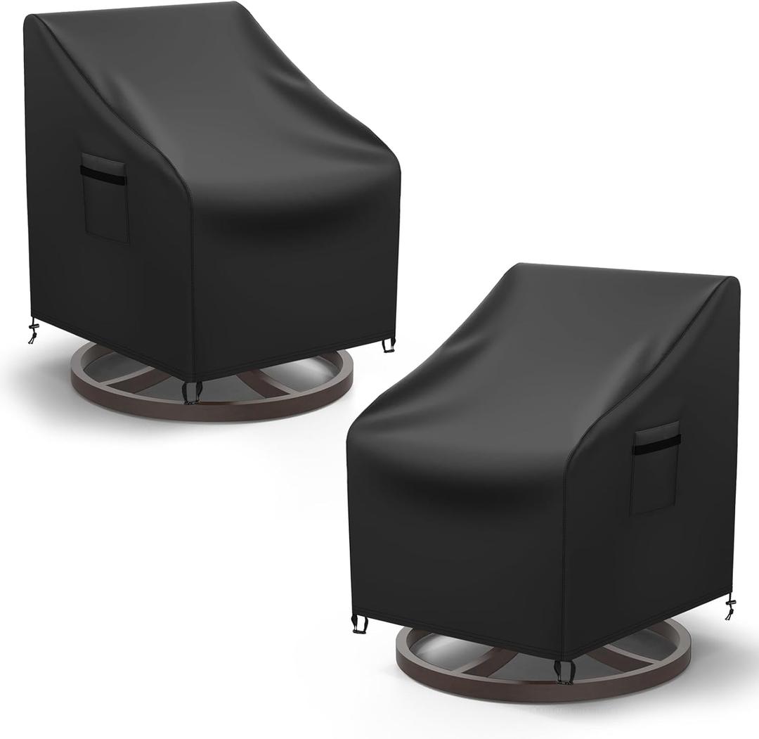 Mrrihand Patio Chair Covers, 2 Pack Outdoor Swivel Lounge Chair Cover, Heavy Duty Patio Rocking Chair Covers, Patio Furniture Covers Waterproof, 30" W34" D38.5" H, Black