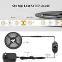 Lepro LED Strip Light White, 16.4ft Dimmable Vanity Lights, 6000K Super Bright LED Tape Lights, 300 LEDs 2835, Strong 3M Adhesive, Suitable for Home, Kitchen, Under Cabinet, Bedroom, Daylight White