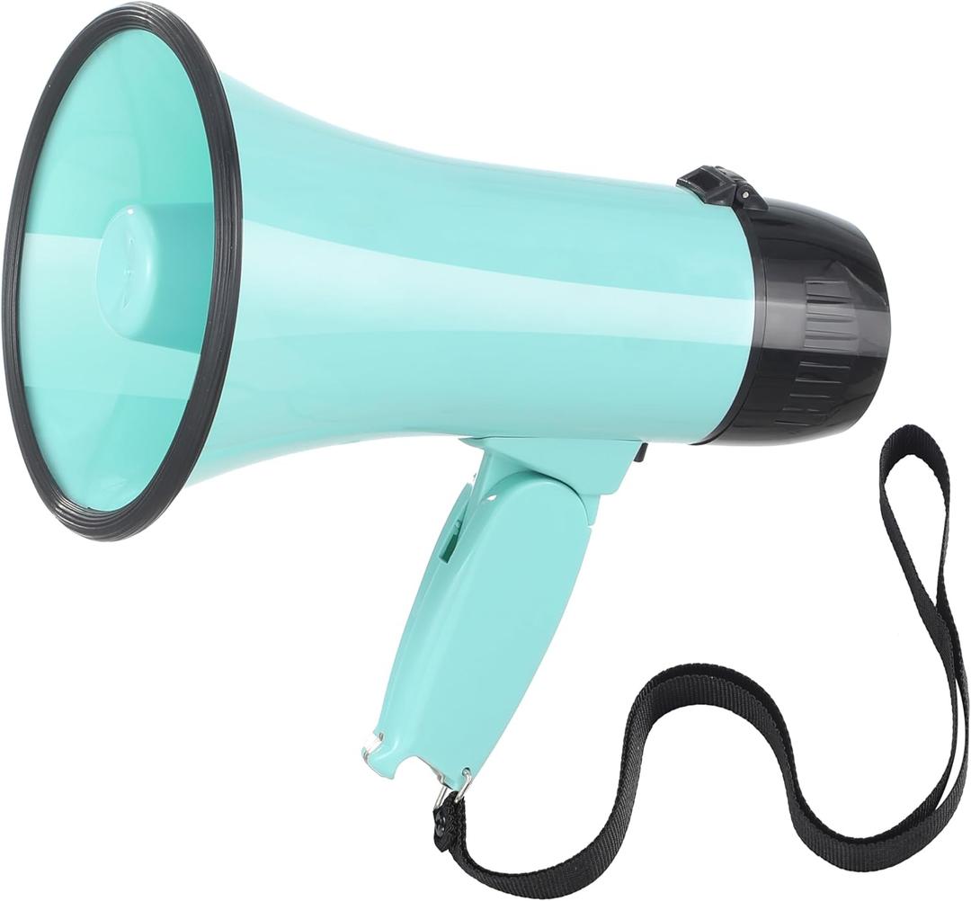 Megaphone with Speaker Microphone Siren and 240-Second Recording Bullhorn Includes Volume Control for Outdoor Events and Crowd Management (Teal)