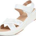 UBFEN Womens Platform Sandals Wedge Walking Comfortable Casual Adjustable Strap Lightweight Open Toe A White Women US 7