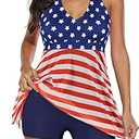 Plus Size Swimsuits Bathing Suits for Women Halter One Piece Womens Swimdress Fourth of July Clothing Skirt 18-20