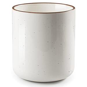 getstar Large Utensil Holder for Kitchen Counter,7.2" Vintage Ceramic Utensils Crocks Utensil Organizer for Spatula Farmhouse Kitchen Decor, White