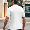 Wihion Men Turtleneck Mock Neck T Shirts Short Sleeve Ribbed High Neck T-Shirt Tee (White, M)