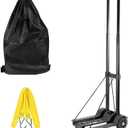 HOZEON Folding Hand Truck, 88 Lbs 40 KG Heavy Duty 4-Wheel Solid Construction Utility Cart for Luggage, Lightweight Compact Portable Fold Up Dolly for Luggage, Travel, Shopping Moving, Office, Black