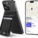 HiWe for MagSafe Wallet Stand with Find My, Anti-Lost Strongest Magnetic Wallet for iPhone 17/16/15/14/13/12 Series, 9 Cards Holder, Leather RFID, Carbon Fiber Black