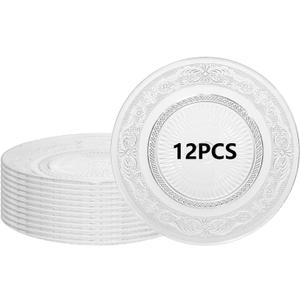 12 Pack Crystal Glass Salad Plates,7 Inch Round Glass Dessert Plate,Small Dinner Snack Cake Plates for Kitchen