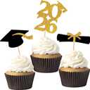 OHOME Graduation Decorations 2026-36 PCS Graduation Cupcake Toppers - 2026 Graduation Party Decorations - Mini Cake Decorations for Class of 2026,Diploma, 2026, Grad Cap Set (Black)
