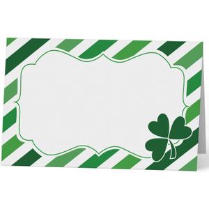 St. Patrick's Day Place Cards(2*3.5 Inch, 20pcs), St. Patrick's Day Favor, Party Tent Card for Food Labels, Seating Names,Treat Tables and Small Gifts, Green Shamrock Decor-STPC01