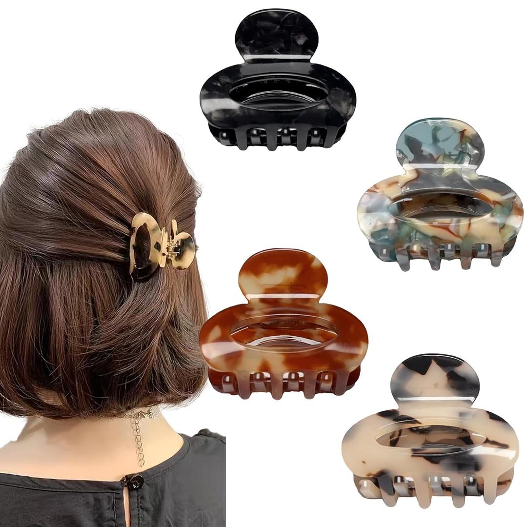 4PCS Small Claw Clips for Women,Medium Claw Clips for Girls, Cute 1.8Inch Tortoiseshell Clip for Half-Hairstyle for Thick/Thin Hair