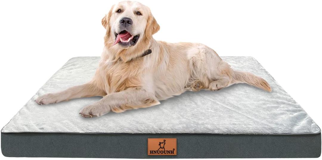 Orthopedic Dog Bed, Waterproof Dog Bed for Medium, Large and Extra Large Dogs, Egg Foam Pet Bed with Washable Removable Cover and Non-Slip Bottom, Grey L(36 x 27 x 3 inch)