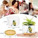 Sunflower Succulent Plant Pots 3 Inch Ceramic Cactus Flower Pots Personalized Initials S Sunflower Gifts for Women Mom Sister,Birthday Housewarming,Wedding,Window Garden Desk Decor